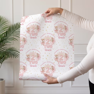 Girls 2nd Birthday Gift Wrapping Paper