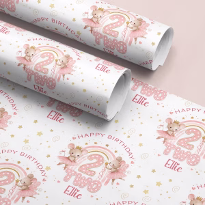 Girls 2nd Birthday Gift Wrapping Paper