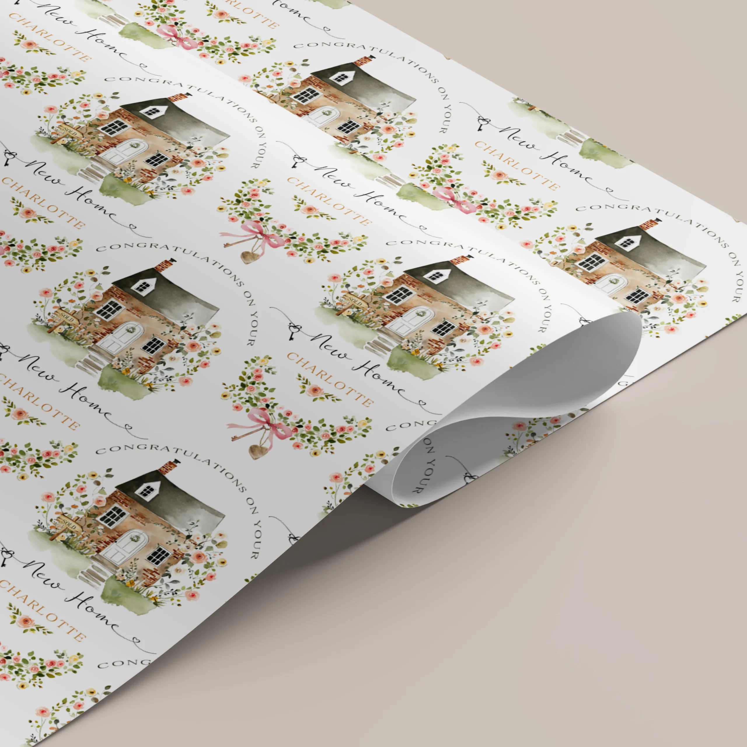 Personalised New Home Gift Wrapping Paper
