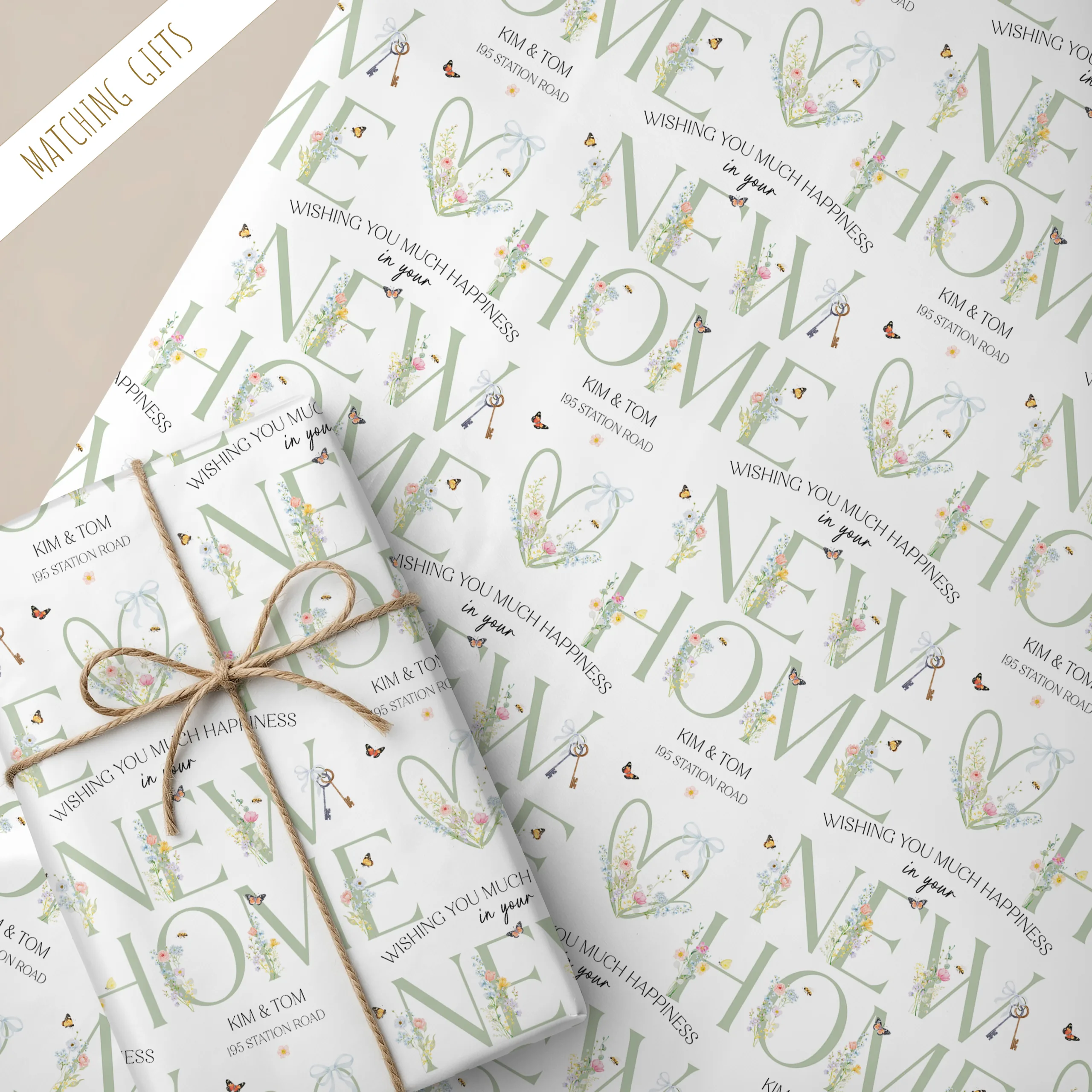 Personalised New Home Gift Wrapping Paper