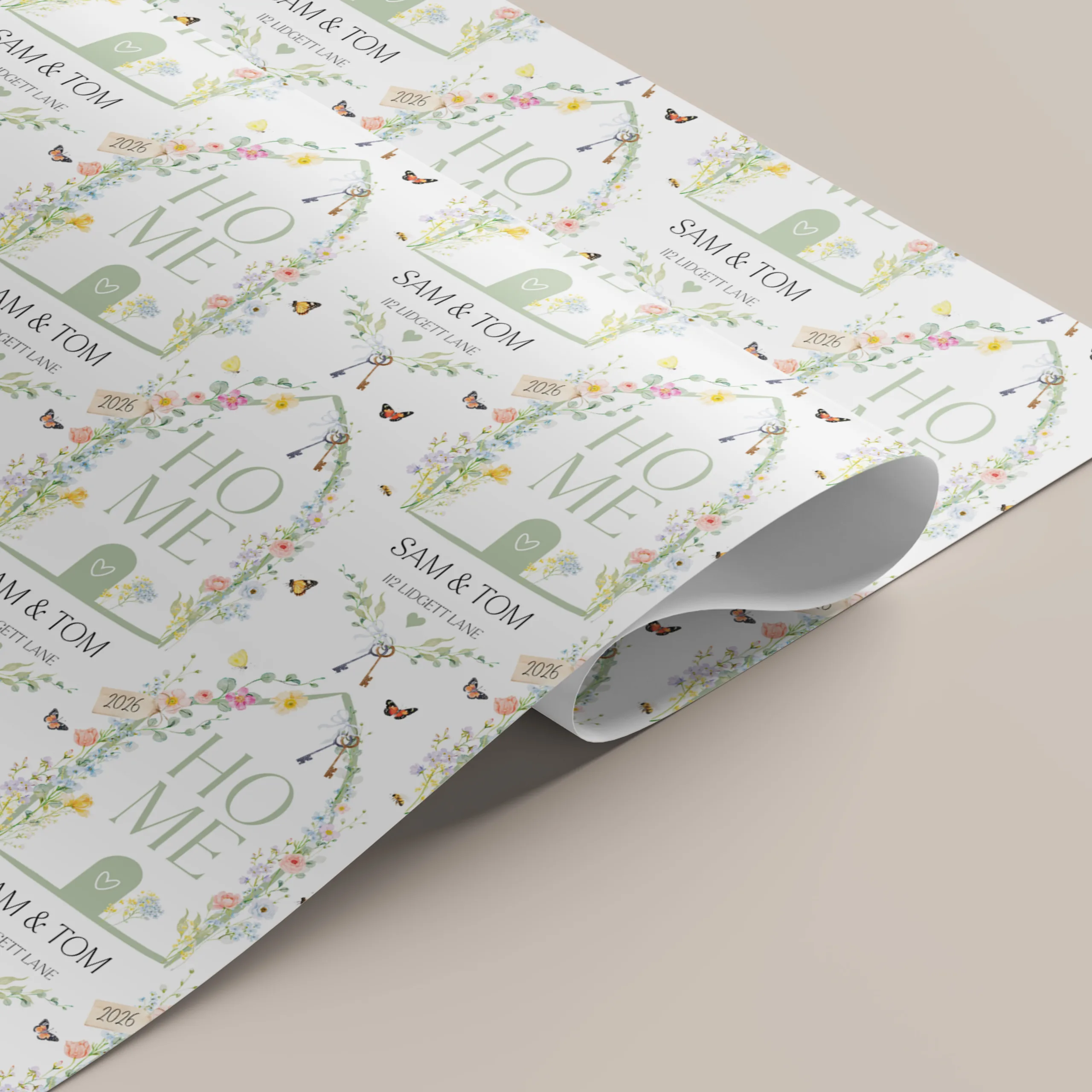 Personalised New Home Gift Wrapping Paper