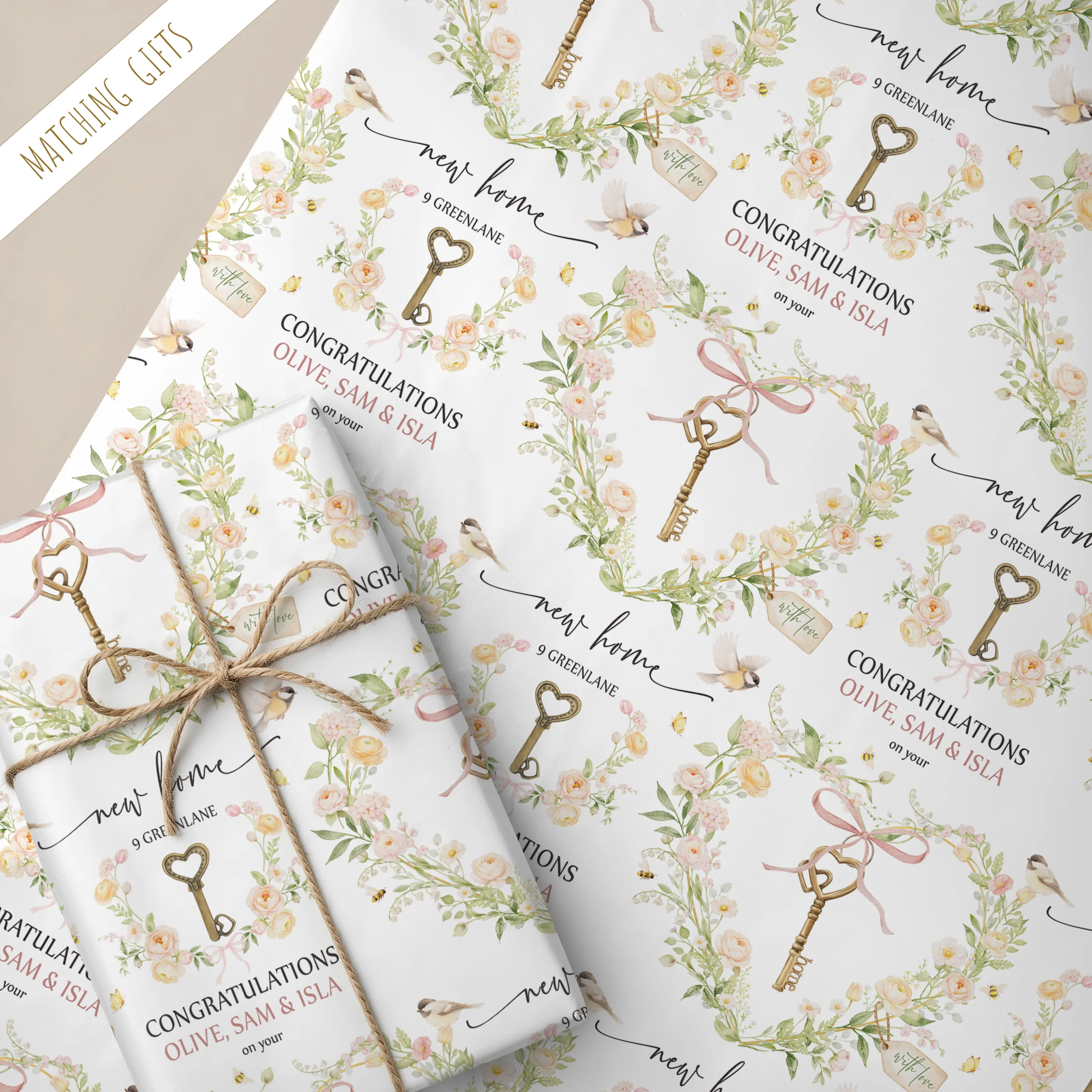 Personalised New Home Gift Wrapping Paper