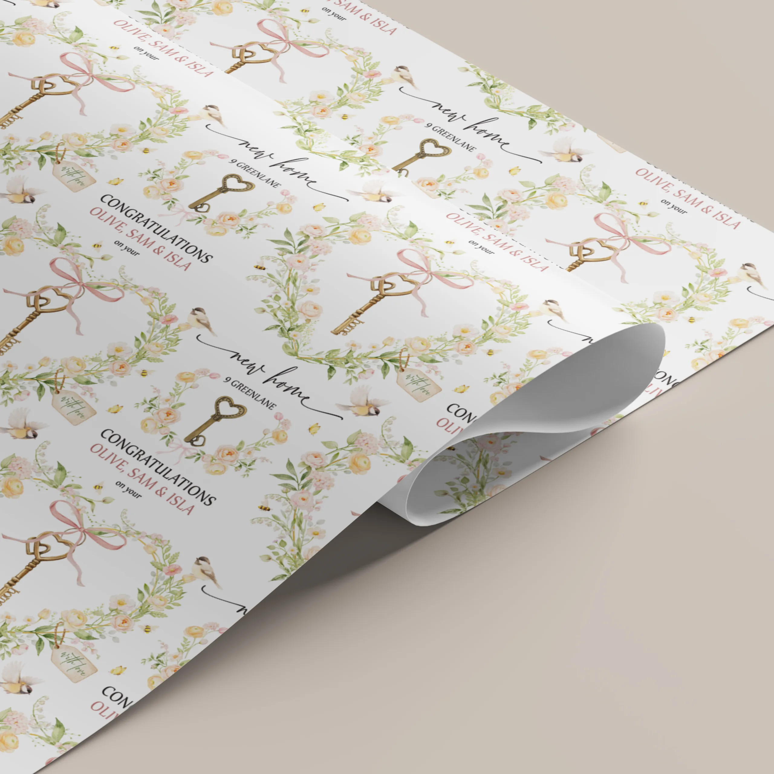 Personalised New Home Gift Wrapping Paper