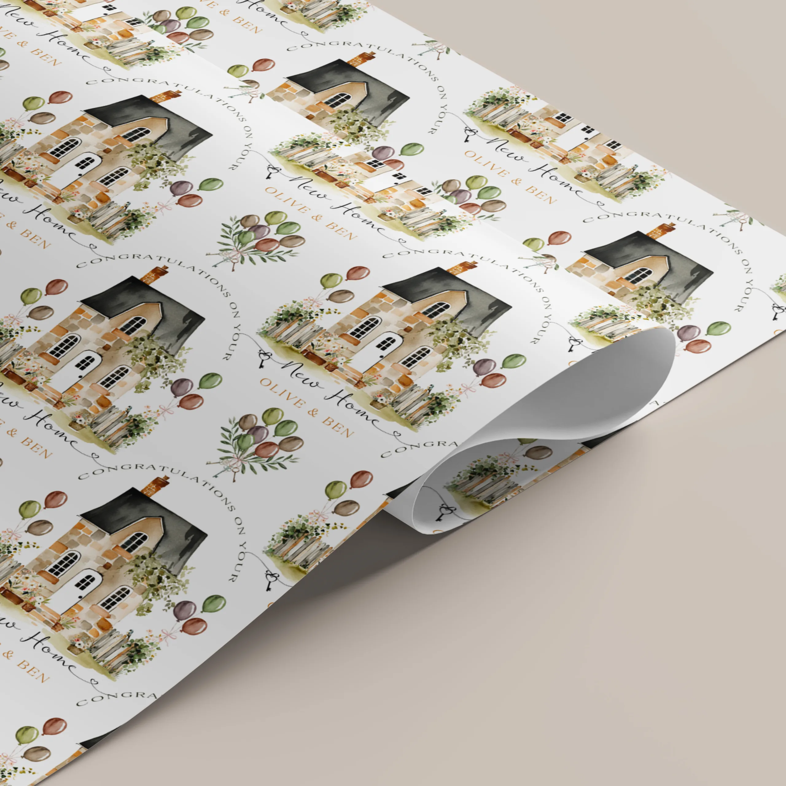Personalised New Home Gift Wrapping Paper