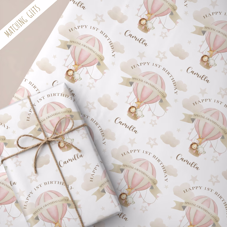 Personalised Birthday Hot Air Balloon Wrapping Paper