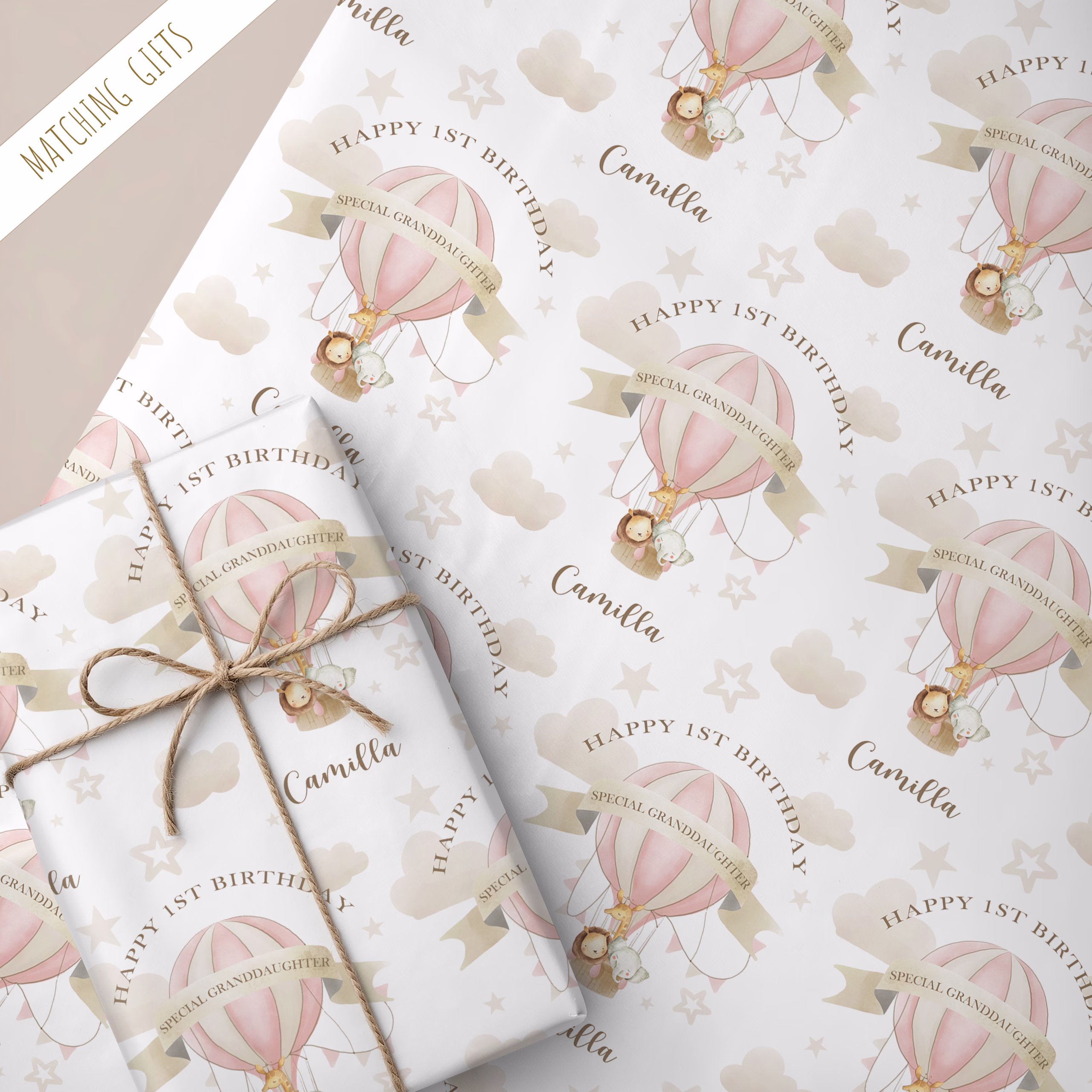 Birthday Hot Air Balloon Gift Wrapping Paper