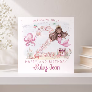 Girls Mermaid Birthday Card
