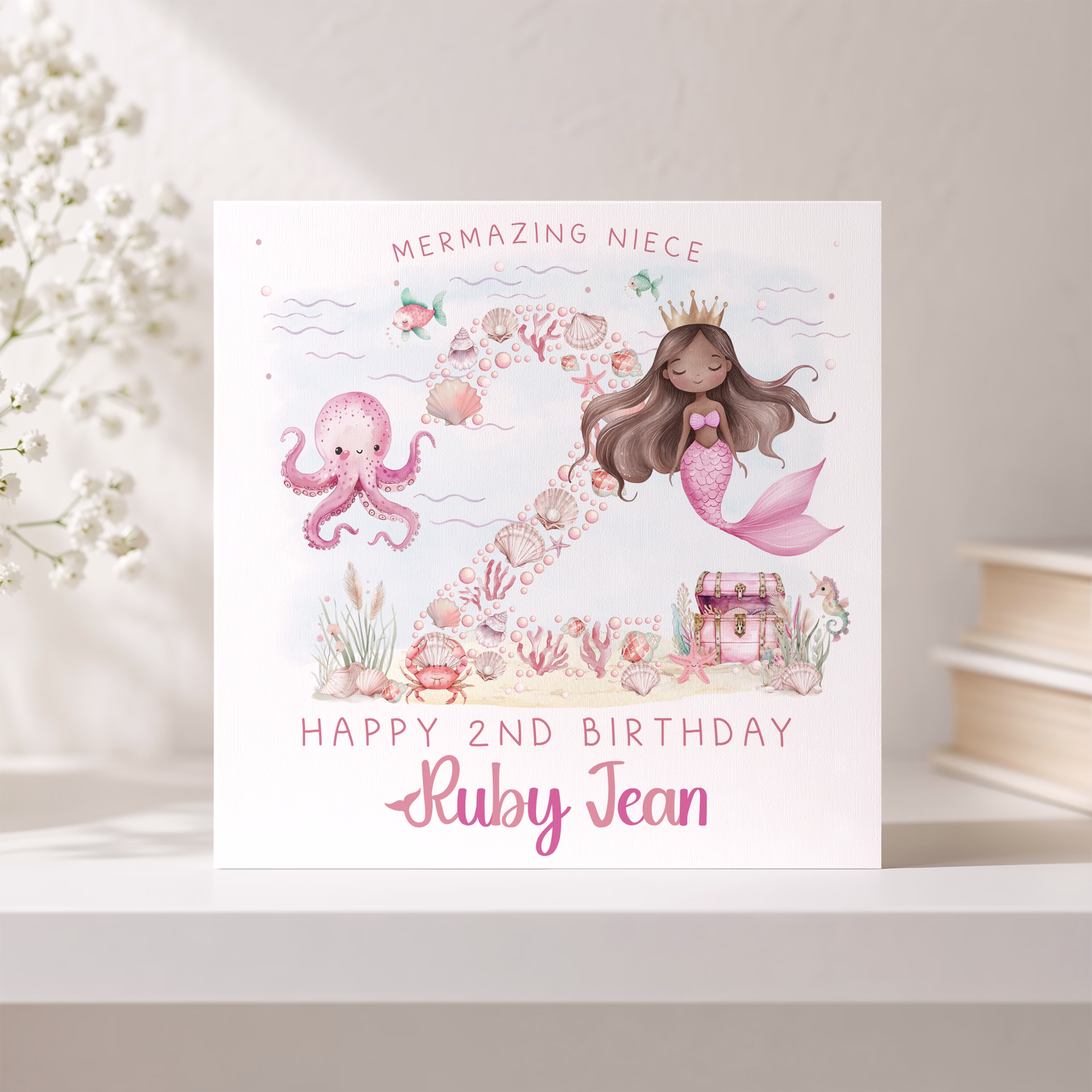 Girls Mermaid Birthday Card