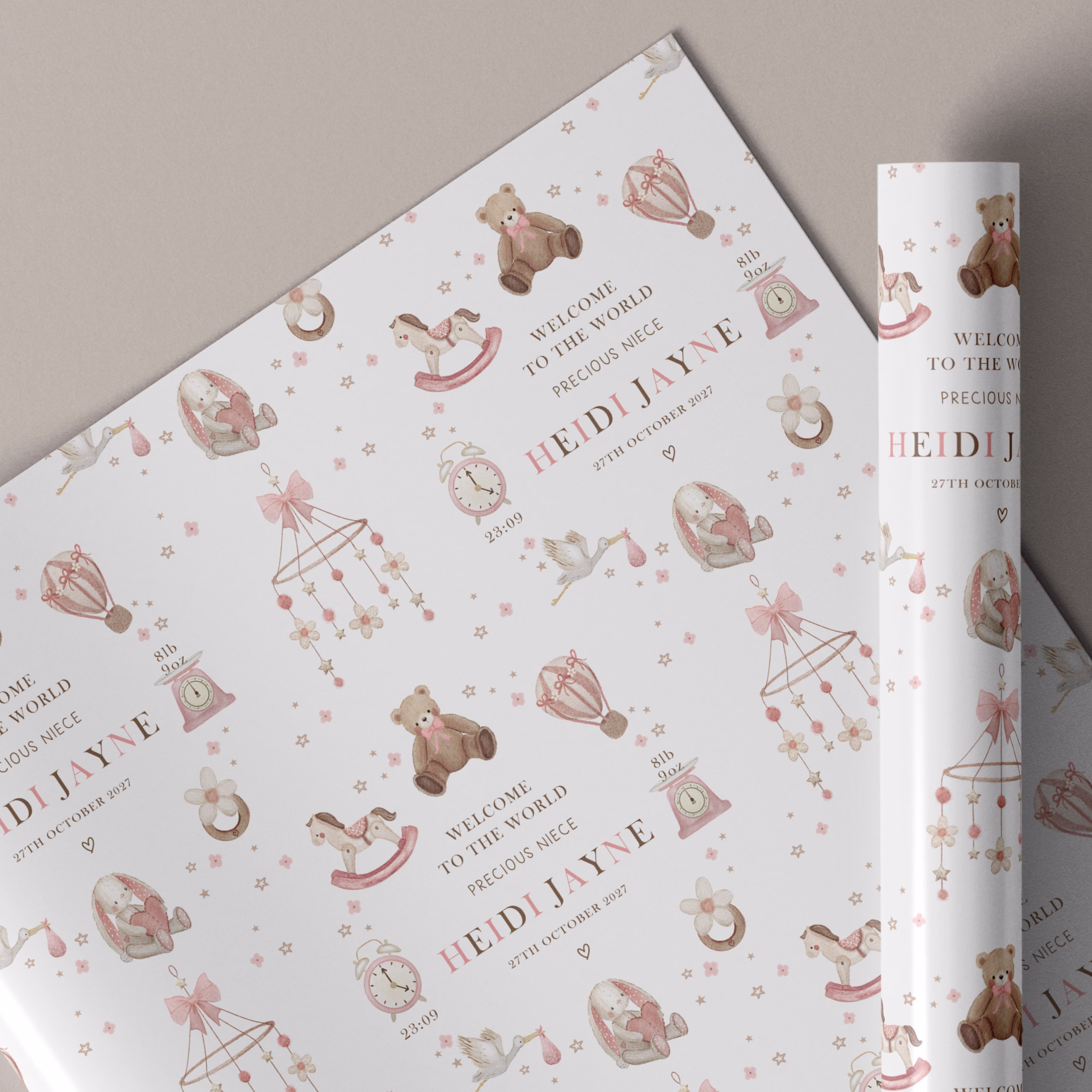 New Baby Pink Gift Wrapping Paper