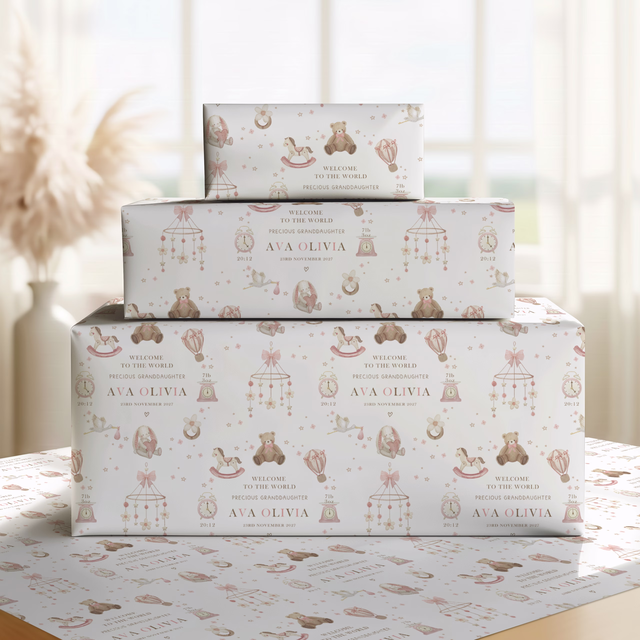 New Baby Girl Gift Wrapping Paper