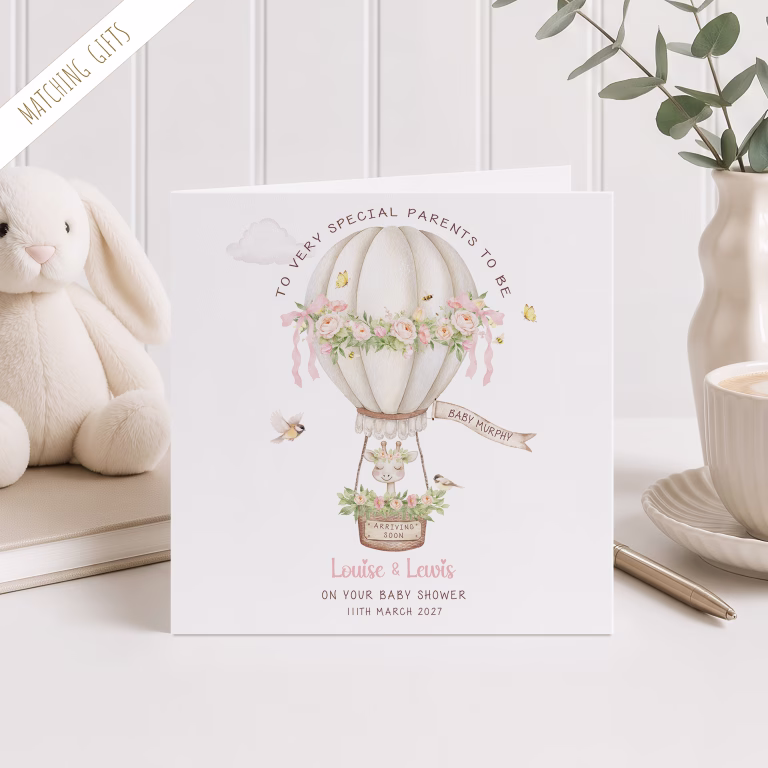 Personalised Baby Shower Card – Pink, Blue & Gender Neutral