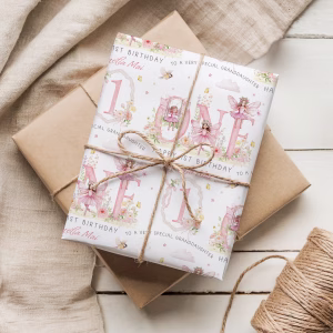 Girls 1st Birthday Fairy Gift Wrapping Paper
