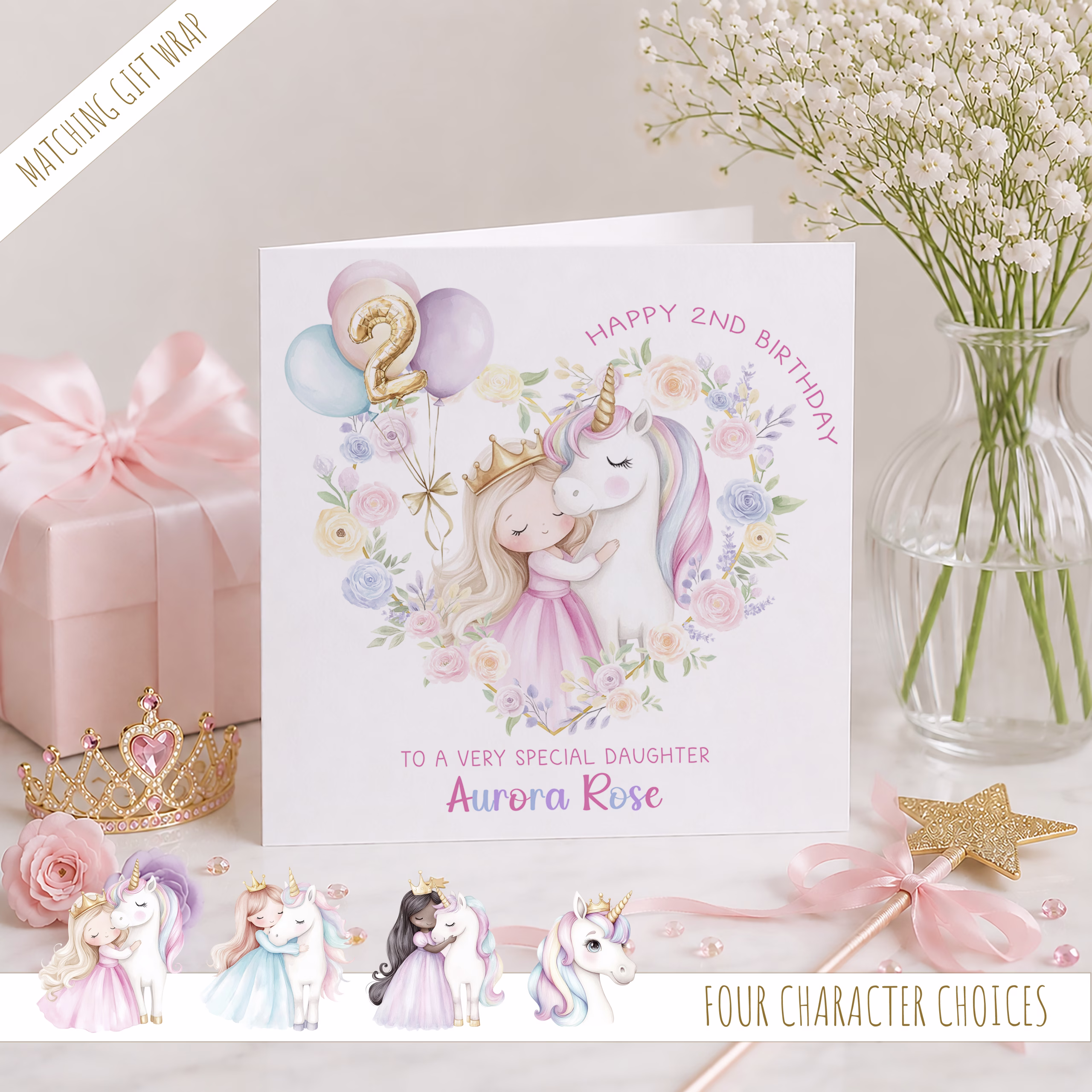 Unicorn Princess Birthday Card