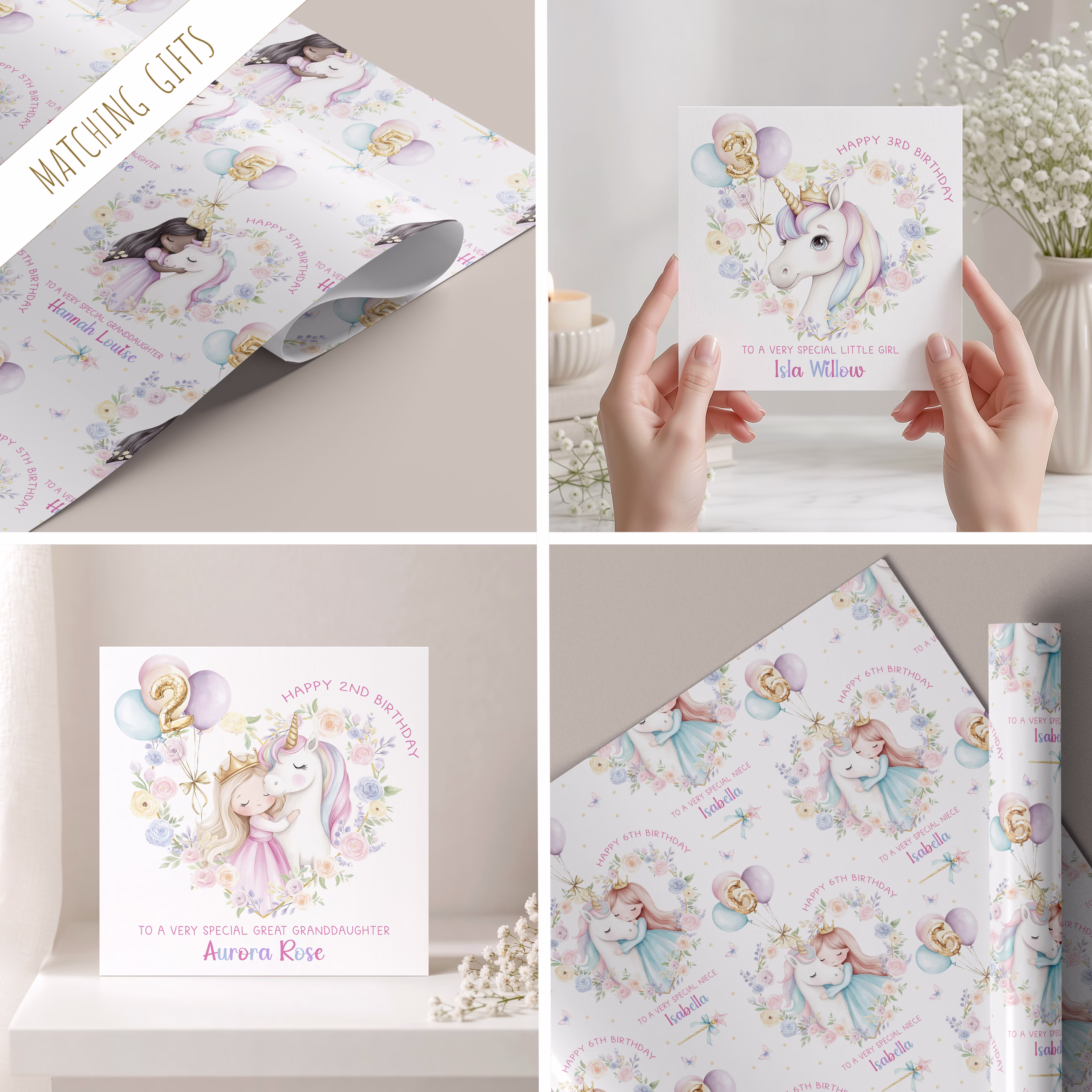 Princess Unicorn Gift Wrapping Paper