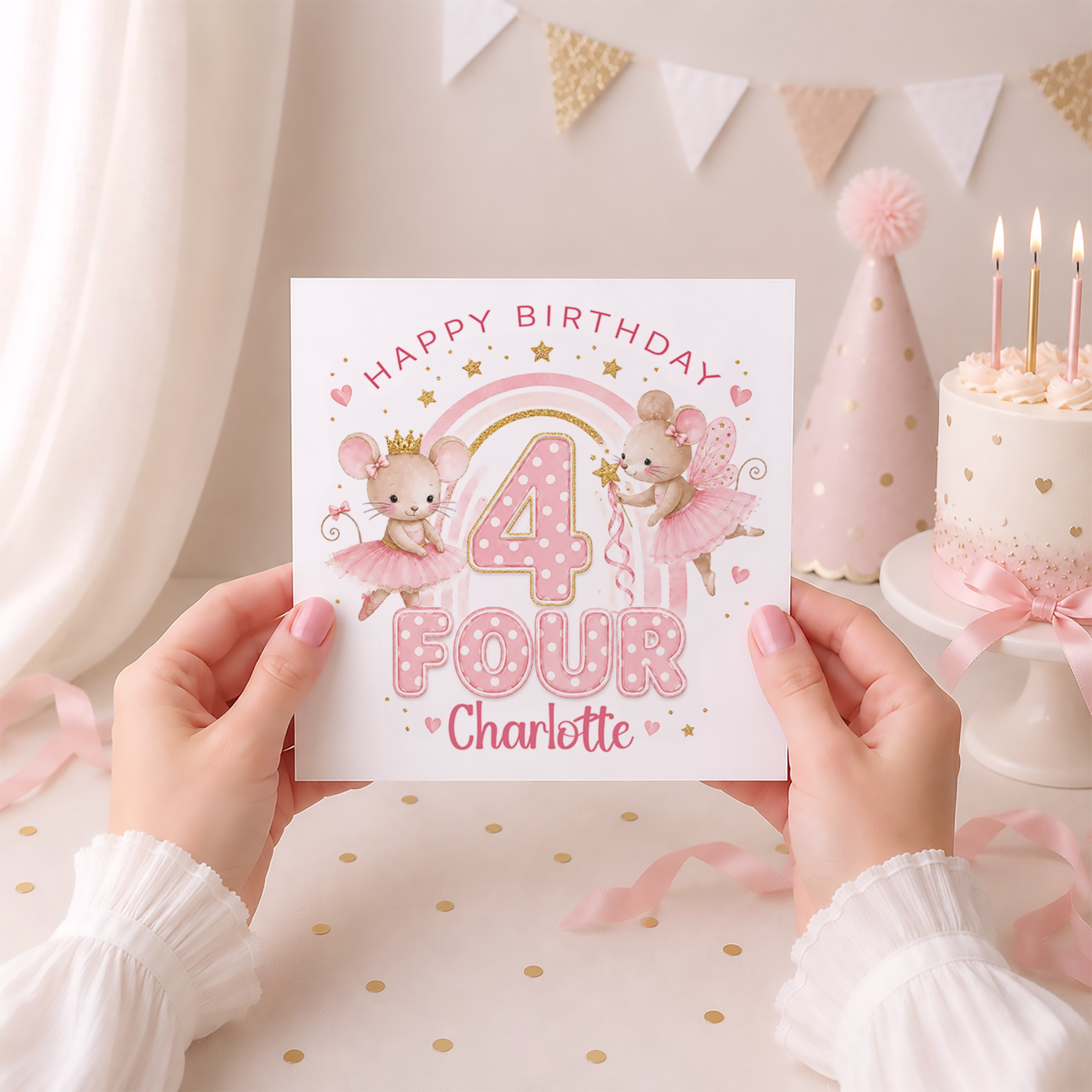 Girls 4th Birthday Card