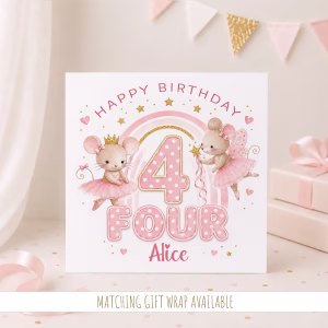 Girls 4th Birthday Card