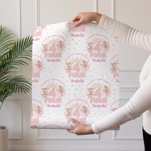 Girls 4th Birthday Gift Wrapping Paper