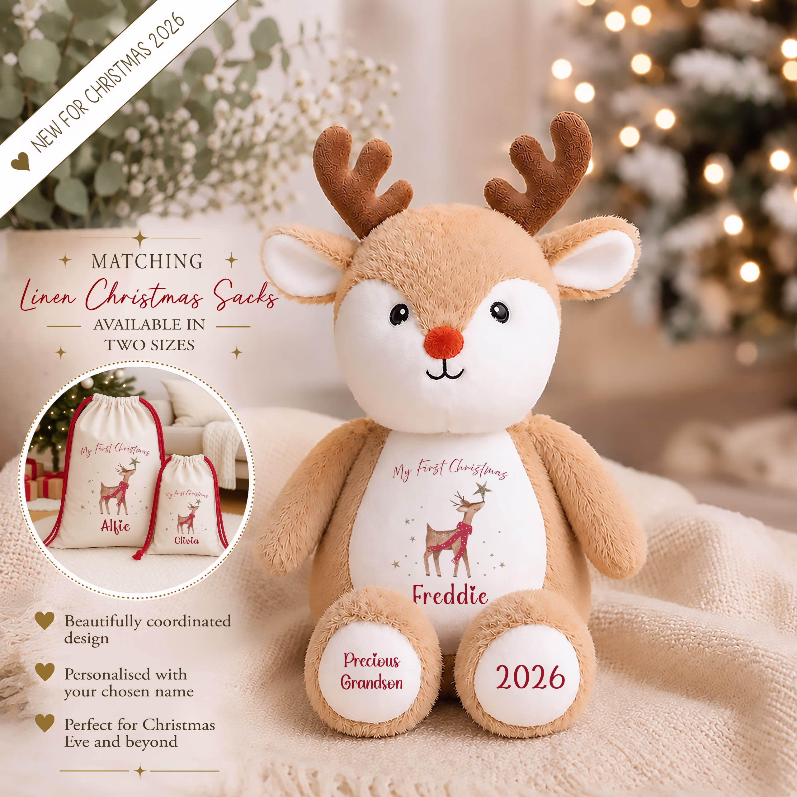 Personalised Baby's Reindeer Toy