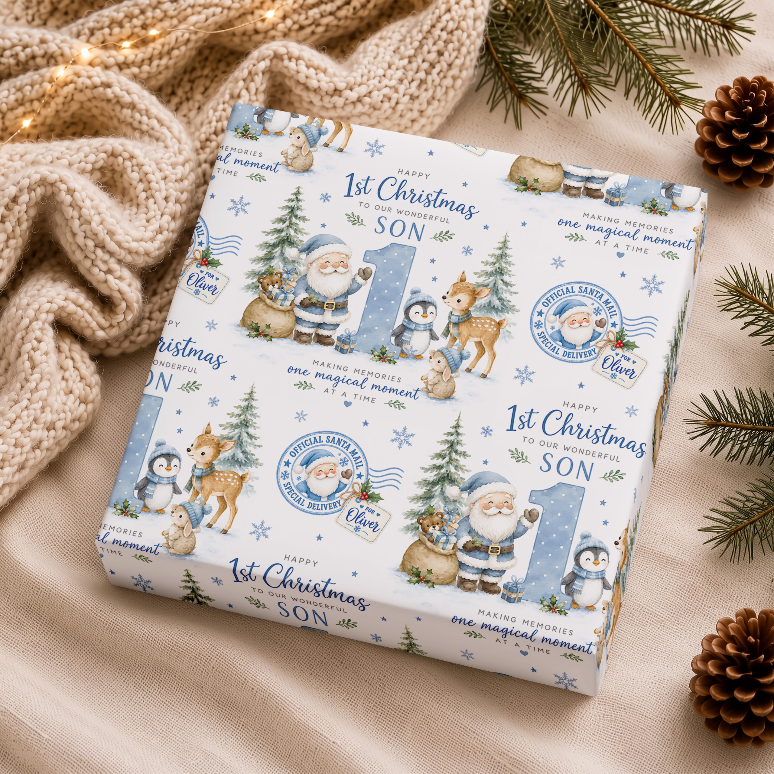 Baby Boy 1st Christmas Personalised Gift Wrap
