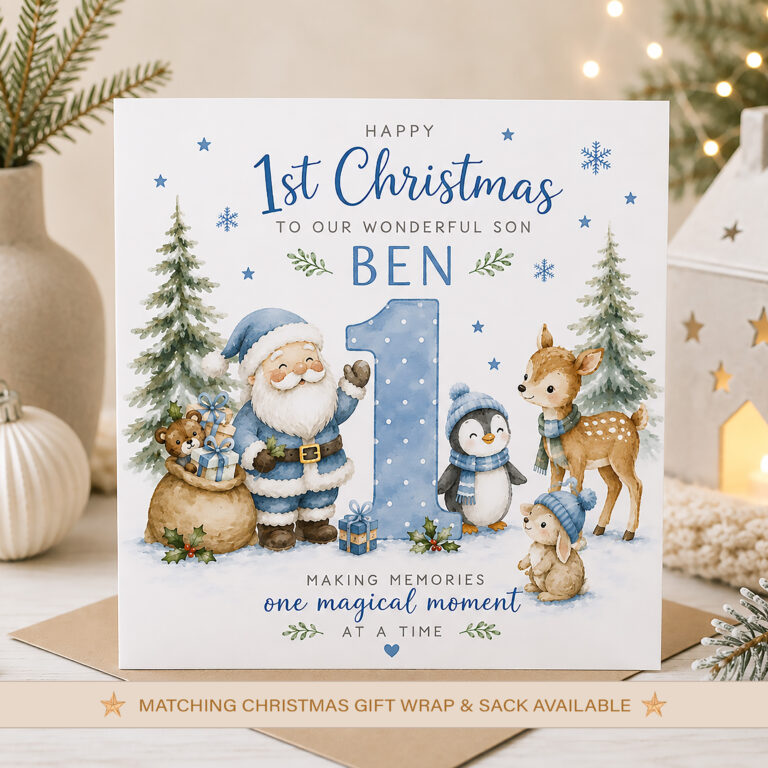 Personalised Boys First Christmas Card
