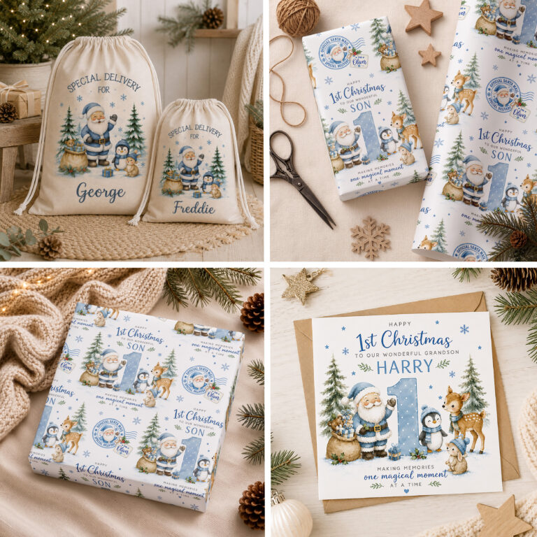Personalised Boys First Christmas Card