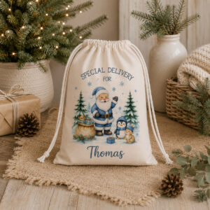 Personalised Christmas Sack with Matching Card and Gift Wrap