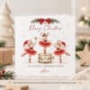 Personalised Christmas card with ballerina mice in red tutus and child’s name