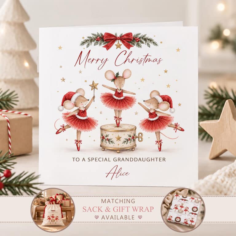 Personalised Ballerina Fairy Christmas Card for Girls