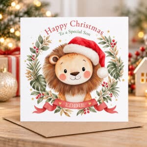 Cute Lion Christmas Card for Children