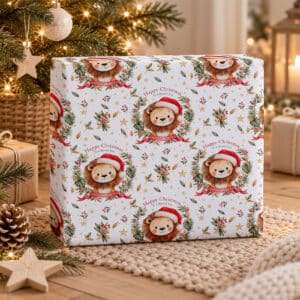 Cute Lion Personalised Christmas Gift Wrap
