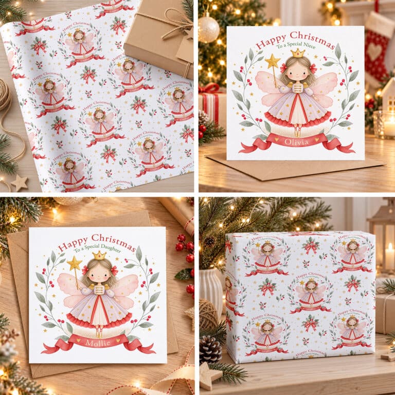 Personalised Nutcracker Fairy Christmas Card for Girls