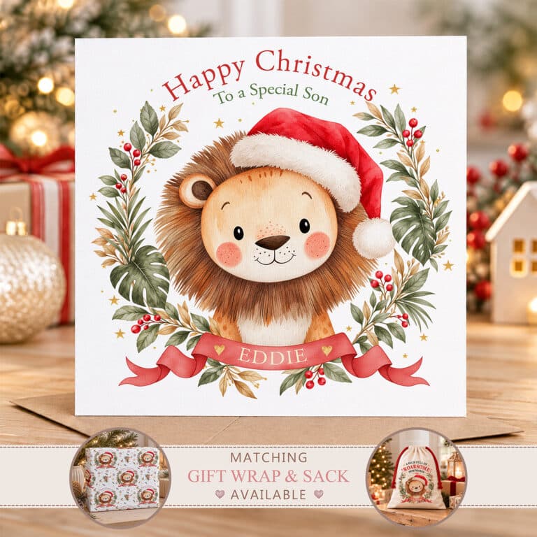 Personalised Safari Lion Christmas Card
