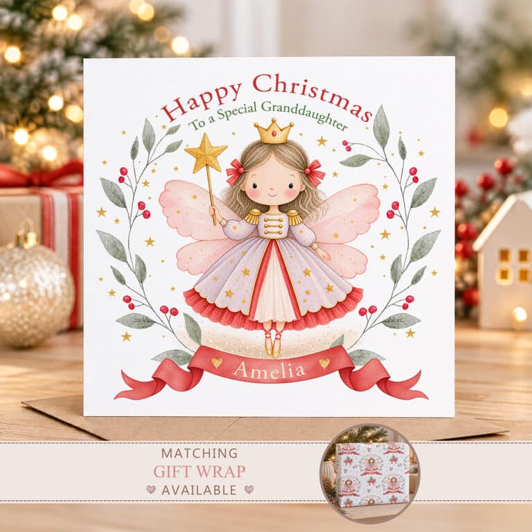 Personalised Nutcracker Fairy Christmas Card for Girls